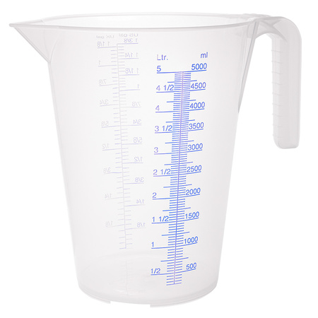 Przezroczysty dzbanek z miarką 5 l z polipropylenudo olejów i kwasów PRESSOL