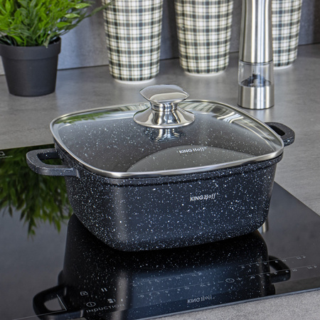 Garnek z powłoką marmurową 22×22 cm, pojemność 3,7 l, czarny KINGHoff