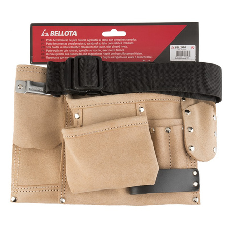 Skórzany pas narzędziowy, 6 kieszeni, pętla na młotek BELLOTA