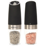 Zestaw dwóch grawitacyjnych młynków do soli i pieprzu, czarny mat, KINGHoff