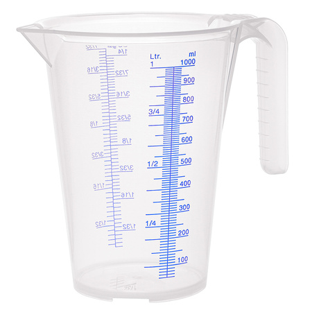 Przezroczysty dzbanek z miarką 1 l z polipropylenudo olejów i kwasów PRESSOL