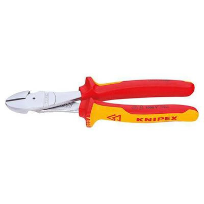 Szczypce tnące boczne o zwiększonym przełożeniu z izolowanymi rękojeściami 1000V VDE 200 mm KNIPEX 
74 06 200