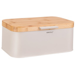 Beżowy chlebak z bambusową pokrywą 30 × 20 × 14 cm KINGHoff