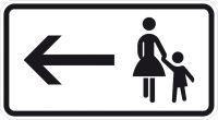 Tabliczka znak ostrzegawczy informacyjny 1000-12 330x600mm Ruch pieszych lewą stroną