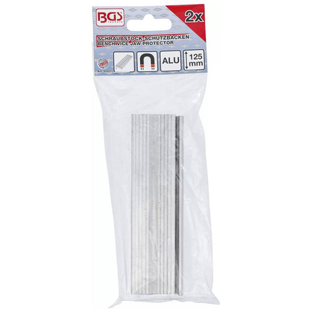 Szczęki ochronne do imadła aluminiowego, poziomy profil V, szerokość 125 mm, 2 szt., BGS 9282
