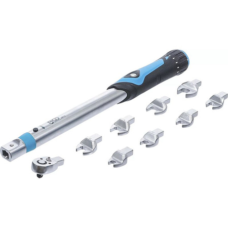Klucz dynamometryczny z grzechotką 6,3 mm (1/4") 10-50 Nm i wymiennymi kluczami płaskimi, BGS 2813