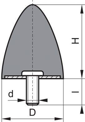 Wibroizolator gumowo-metalowy,  paraboliczny GP DP 115x136 M16x42