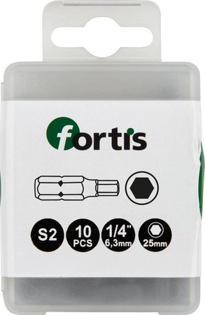 Bity 1/4 DIN3126 6-kątne HEX 10x25mm 10szt FORTIS