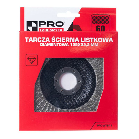 Tarcza ścierna listkowa diamentowa 125 x 22,2 mm, gradacja 60, WT641 PRO 