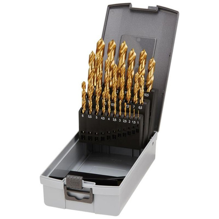 Zestaw wierteł krętych D338N HSS TiN 1-13,0mm 25-częściowy FORTIS