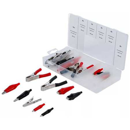 Zestaw zacisków krokodylkowych 28 szt., BGS 8138