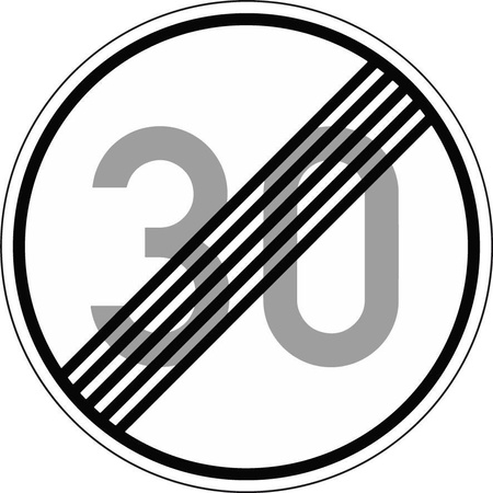 Znak drogowy 278-30 okrągły 600mm koniec ogranicenia 30 km/h