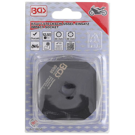 Nasadka udarowa sześciokątna/dwunastokątna 30/55 mm, 12,5 mm (1/2") do mocowania koła Ducati, BGS 6658