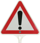 Znaki ostrzegawcze "uwaga" na stożek drogowy