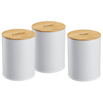 Pojemniki, stal-bambus, białe, zestaw 3 sztuki Klausberg