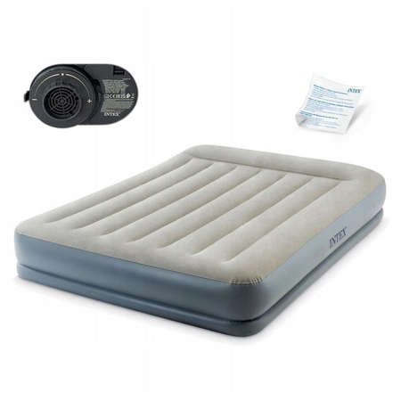 Materac dmuchany z wbudowaną pompką elektryczną 203x152x30 cm 64118ND INTEX