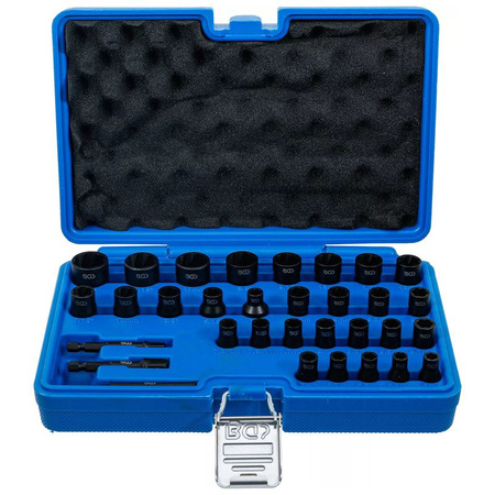 Zestaw spiralnych kluczy nasadowych / wykrętaków 6,3 mm (1/4") / 10 mm (3/8"), 32 szt., BGS 74560