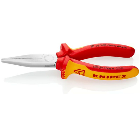 Szczypce płaskie wydłużone z izolowanymi rękojeściami 1000V VDE 160 mm KNIPEX 
30 16 160