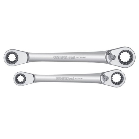 Zestaw 2 kluczy oczkowych z przełączalną grzechotką dwustronnych, GEDORE RED, R07501002