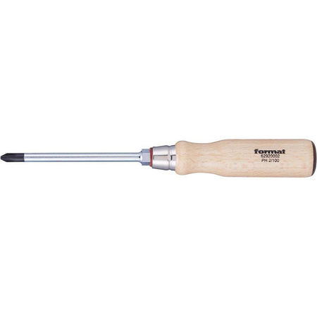 Wkrętak krzyżakowy Phillips PH1 x 80 mm z drewnianą rękojeścią FORMAT