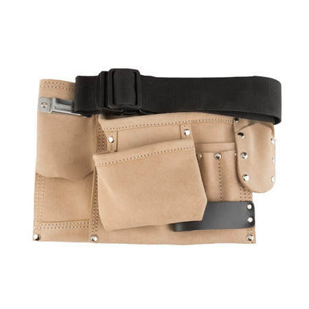 Skórzany pas narzędziowy, 6 kieszeni, pętla na młotek BELLOTA