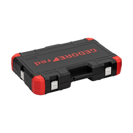 Zestaw narzędzi nasadowych 1/2" Service, 69 elementów - grzechotka dźwigniowa, nasadki krótkie i długie 8-24 mm, przedłużki, przegub kardana, klucze płasko-oczkowe i akcesoria, GEDORE RED, R69003069