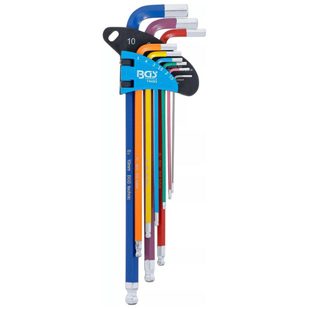 Zestaw długich kluczy imbusowych z kulką 1,5-10 mm 9 szt., BGS 74453