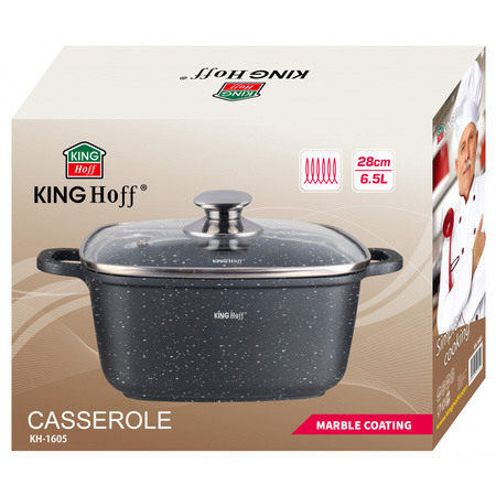 Garnek z powłoką marmurową 28×28 cm, pojemność 6,5 l, czarny KINGHoff