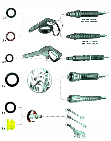 Zestaw uszczelek do myjek ciśnieniowych, O-Ringów Karcher 2.640-729.0