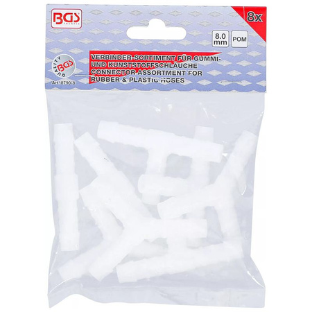 Zestawy łączników do węży odporne na paliwo 8 mm 8 szt., BGS 8790-8