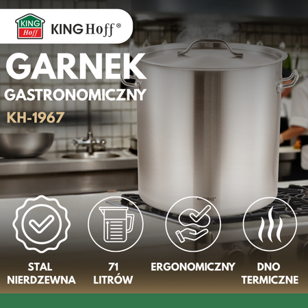 Garnek gastronomiczny ze stali nierdzewnej Ø45 cm, pojemność 71 l KINGHoff