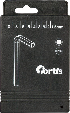 Zestaw kluczy imbusowych 1,5-10 mm FORTIS, zestaw 9 szt.