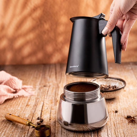Kawiarka, zaparzacz do kawy ze stali 12 filiżanek, czarno-srebrny, Klausberg
