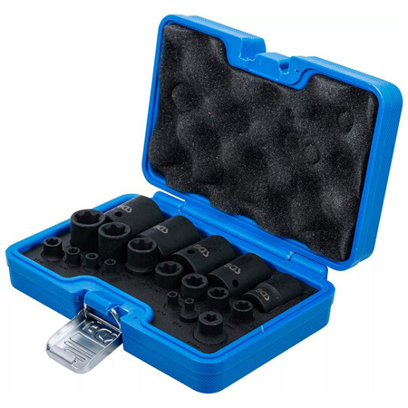 Zestaw 19 nasadek udarowych profil E Plus 6,3 mm (1/4"), 10 mm (3/8"), 12,5 mm (1/2") EP4 - E32, BGS 74554