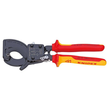 Nożyce do cięcia kabli Ø 52 mm z mechanizmem zapadkowym z izolowanymi rękojeściami 1000V VDE  280 mm KNIPEX 95 36 280