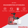 Wyciskarka wolnoobrotowa do owoców i warzyw, pozioma, wiśniowa czerwień, 150 W, Klausberg