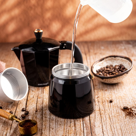 Aluminiowa kawiarka ciśnieniowa do kawy, 9 filiżanek, czarny/rose gold KINGHoff