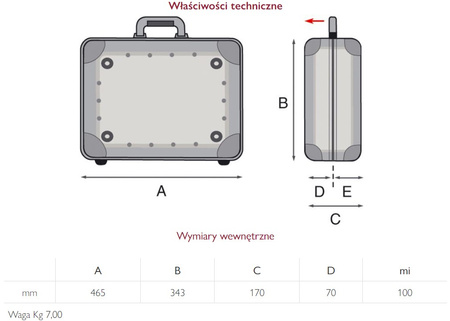 Walizka narzędziowa aluminiowa METAL LITE PEL 465x343x170 mm GT LINE