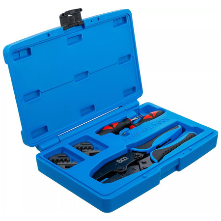 Zestaw szczypiec do zaciskania i narzędzi do odblokowywania wtyków z 2 parami szczęk, BGS 70929
