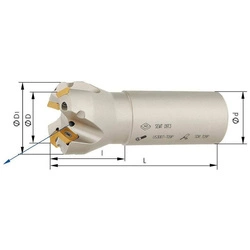 Frez trzpieniowy 45°, 3-ostrz.,z chłodzeniem wewn.D25,0mm