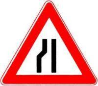 Znak drogowy 121-20 trójkąt 900mm Zwężony lewy pas ruchu
