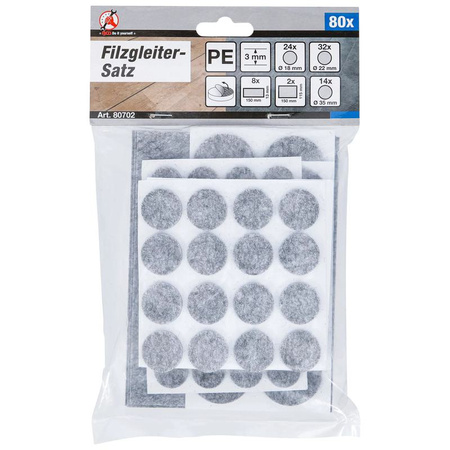 Zestaw podkładek filcowych szary melanż 80 szt., BGS Diy 80702