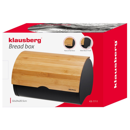 Chlebak drewniany czarny 32 × 24 × 20,5 cm Klausberg