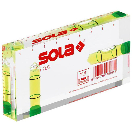 Poziomica kieszonkowa 10 cm ze szkła akrylowego R100  SOLA