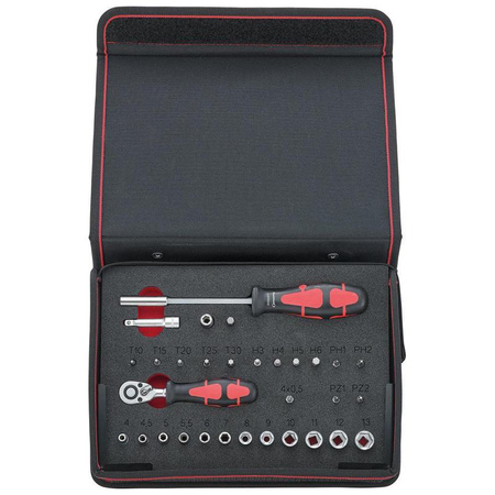 Zestaw końcówek wymiennych klucza nasadowego 1/4" 31-częściowy, FORMAT