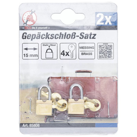 Zestaw kłódek do bagażu 15 mm 2 szt., BGS Diy 85808