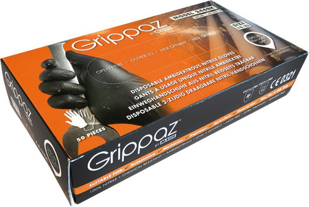 Rękawiczki Grippaz w kolorze czarnym rozmiar M 50 sztuk