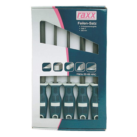 Zestaw 5 pilników 200 mm, twardość 62-68 HRC RAXX