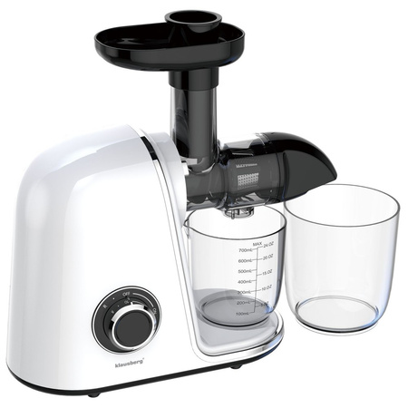 Wyciskarka wolnoobrotowa do owoców i warzyw, pozioma, biała, 150 W, Klausberg