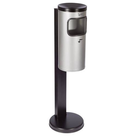 Popielnica stojąca z koszem na śmieci stojakiem srebrna